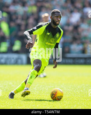 Easter Road Stadium, Edinburgh, Midlothian, Großbritannien. 21 Apr, 2019. Ladbrokes schottischen Premiereship - Hibernian v Celtic. Bild zeigt: Celtic's French midfielder, Olivier Ntcham, auf den Angriff in der ersten Hälfte als Hibs spielen Wirt zu Celtic bei Easter Road Stadium, Edinburgh Credit: Ian Jacobs/Alamy leben Nachrichten Stockfoto