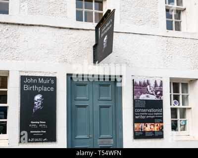 Dunbar, East Lothian, Schottland, Großbritannien. 21. Apr 2019. John Muir's 181st Geburtstag in seinem Geburtsort. Der John Muir Birthplace Museum im Zentrum der Stadt Stockfoto