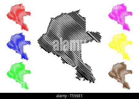 Abteilung Vaupes (Kolumbien, Republik Kolumbien, Abteilungen von Kolumbien) Karte Vektor-illustration, kritzeln Skizze Abteilung Vaupes Karte Stock Vektor