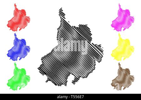 Santander Department (Kolumbien, Republik Kolumbien, Abteilungen von Kolumbien) Karte Vektor-illustration, kritzeln Skizze Abteilung der Santander Karte Stock Vektor