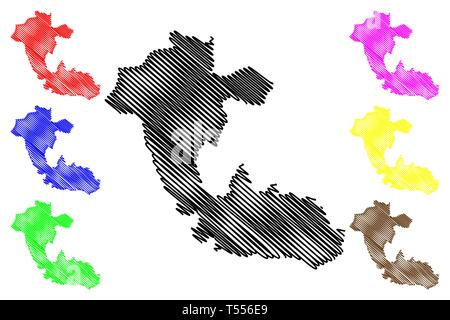 Risaralda Department (Kolumbien, Republik Kolumbien, Abteilungen von Kolumbien) Karte Vektor-illustration, kritzeln Skizze Departement Risaralda Karte Stock Vektor