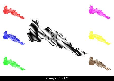 Putumayo Department (Kolumbien, Republik Kolumbien, Abteilungen von Kolumbien) Karte Vektor-illustration, kritzeln Skizze Departement Putumayo Karte Stock Vektor