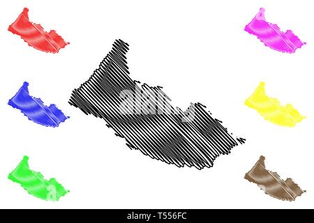 Caqueta Abteilung (Kolumbien, Republik Kolumbien, Abteilungen von Kolumbien) Karte Vektor-illustration, kritzeln Skizze Departement Caqueta Karte Stock Vektor