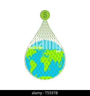 Masse am net Dollar. Planet Angeln net Stock Vektor