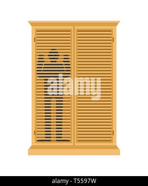 Mann im Schrank getrennt. Kerl im inneren Gehäuse. Vector Illustration Stock Vektor