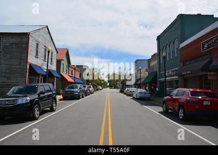 Einen Ruhigen Nachmittag in der Innenstadt von Columbia, einer kleinen Küstenstadt in North Carolina. Stockfoto