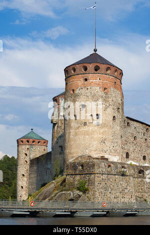 Kijlin Turm close-up auf einem sonnigen Juli Tag. Festung der Stadt Savonlinna, Finnland Stockfoto