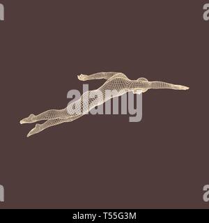 3D-Schwimmen Mann. Vektor Bild von einem Schwimmer. Menschlichen Körper. Sport Symbol. Design Element. Stock Vektor