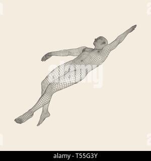 3D-Schwimmen Mann. Vektor Bild von einem Schwimmer. Menschlichen Körper. Sport Symbol. Design Element. Stock Vektor