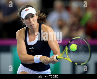 Johanna Konta bei Tag zwei Der Fed Cup am Kupfer, London. Stockfoto