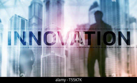 Double Exposure innovation Tex. Wirtschaft und Technologie Konzept. Stockfoto