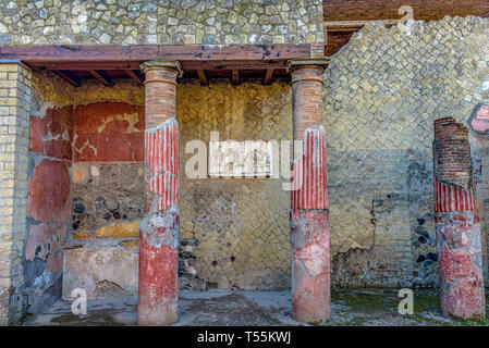 Herculaneum durch vulkanische pyroklastische Ströme im Jahr 79 N.CHR. zerstörten, römische Ruinen, UNESCO, Weltkulturerbe, Golf von Neapel, Ercolano, Kampanien, Italien Stockfoto