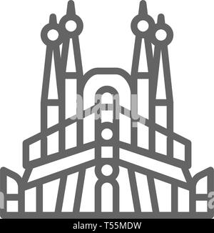 Die Sagrada Familia, Spanien, Sehenswürdigkeiten Symbol Leitung. Stock Vektor