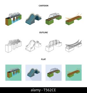 Brücke, modern, Fußgängerzone, Meer, montiert, Eisenbahn, montiert, Hängen, Eisenbahn, Beton, Spalten, Ufer, Fluss, Handläufe, Autobahn, Metall, Alte, Wasserfall, Spalte, Straße, Lange, Prop, Arch, Ufer, hängend, Bahn, Bau, Bahn, Kabel, Verbindung, entwerfen, konstruieren, side, Brückenbau, Architektur, Sehenswürdigkeiten, Struktur, Kreuzung, Sicht, Set, Vector, Icon, Illustration, isoliert, Sammlung, Element, Grafik, Vektor, Vektoren, Stock Vektor