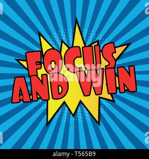 Eine win Comic sprechblasentext Pop Art Stil radiale Linien Hintergrund Explosion Vektor-illustration Halftone Wirkung konzentrieren Stock Vektor