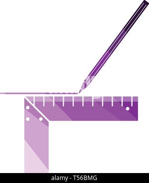 Bleistiftlinie mit Waage-Symbol. Flache Farbgestaltung. Vektor-Illustration. Stock Vektor