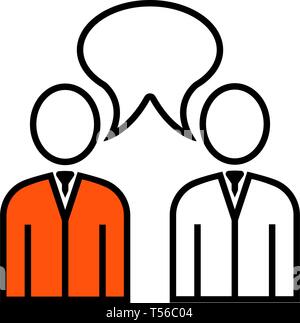Symbol "Chat". Dünne Linie mit orangefarbener Füllung Design. Vector Illustration. Stock Vektor
