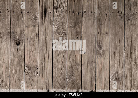 Alten verwitterten Brettern Hintergrund mit Nagellöcher Stockfoto