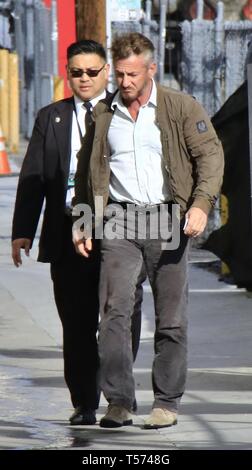 Berühmtheiten am "Jimmy Kimmel Live!" Studios mit: Sean Penn, Wo: Hollywood, California, United States Wenn: 21 Mar 2019 Credit: WENN.com Stockfoto