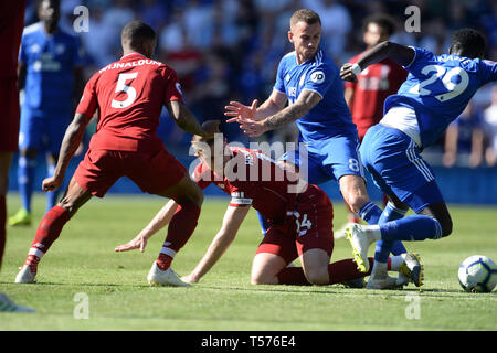 Cardiff, Wales, UK. 21 Apr, 2019. Jordan Henderson von Liverpool ist verschmutzt. (Credit: Jeff Thomas | MI Nachrichten) nur die redaktionelle Nutzung, eine Lizenz für die gewerbliche Nutzung erforderlich. Keine Verwendung in Wetten, Spiele oder einer einzelnen Verein/Liga/player Publikationen. Für Rückfragen, Vorwand Credit: MI Nachrichten & Sport/Alamy Live News Credit: MI Nachrichten & Sport/Alamy leben Nachrichten Stockfoto