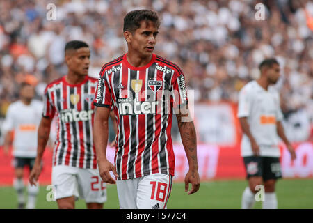 Sao Paulo, Brasilien. 21 Apr, 2019. SP - Sao Paulo - 04/21/2019 - Paulista 2019, Korinther vs Sao Paulo - Everton Felipe player von Sao Paulo bei einem Match gegen die Korinther im Arena Korinther Stadium für die Paulista Meisterschaft 2019. Foto: Marcello Zambrana/AGIF AGIF/Alamy Credit: Live-Nachrichten Stockfoto