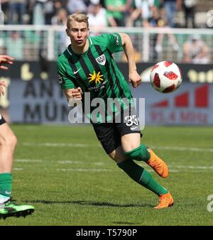 Münster, Deutschland. 20 Apr, 2019. firo: 20.04.2019, Fußball, 2018/2019 3. Bundesliga: SC, SCP Preußen Preußen Münster Münster - SG Grossaspach Grossaspach, 1:0 Single Action, Niklas Heidemann | Verwendung der weltweiten Kredit: dpa/Alamy leben Nachrichten Stockfoto