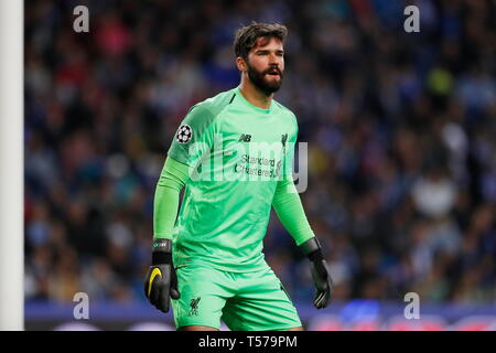 Alisson Becker (Liverpool), 17. April 2019 - Fußball: UEFA Champions League Viertelfinale 2 bein Übereinstimmung zwischen FC Porto 1-4 FC Liverpool im Estadio do Dragao in Porto, Portugal. (Foto von mutsu Kawamori/LBA) Stockfoto