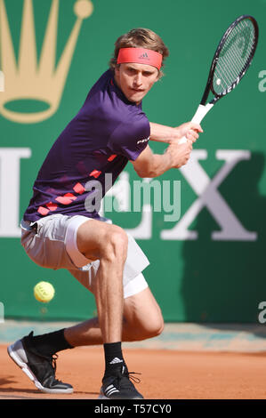 Alexander Zverev (GER), 18. April 2019 - Tennis: 3. Runde der Männer Singles Match in Monte Carlo Masters in Monte Carlo Country Club in Roquebrune-Cap-Martin, Frankreich. (Foto von itaru Chiba/LBA) Stockfoto