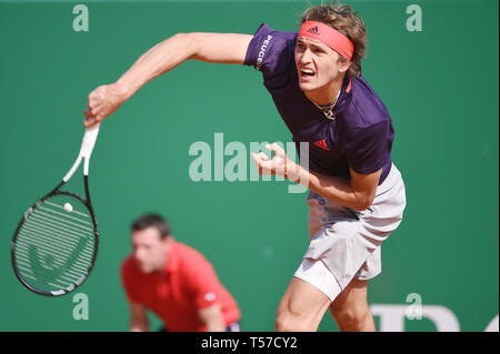 Alexander Zverev (GER), 18. April 2019 - Tennis: 3. Runde der Männer Singles Match in Monte Carlo Masters in Monte Carlo Country Club in Roquebrune-Cap-Martin, Frankreich. (Foto von itaru Chiba/LBA) Stockfoto
