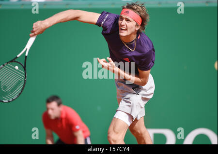 Alexander Zverev (GER), 18. April 2019 - Tennis: 3. Runde der Männer Singles Match in Monte Carlo Masters in Monte Carlo Country Club in Roquebrune-Cap-Martin, Frankreich. (Foto von itaru Chiba/LBA) Stockfoto