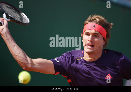 Alexander Zverev (GER), 18. April 2019 - Tennis: 3. Runde der Männer Singles Match in Monte Carlo Masters in Monte Carlo Country Club in Roquebrune-Cap-Martin, Frankreich. (Foto von itaru Chiba/LBA) Stockfoto
