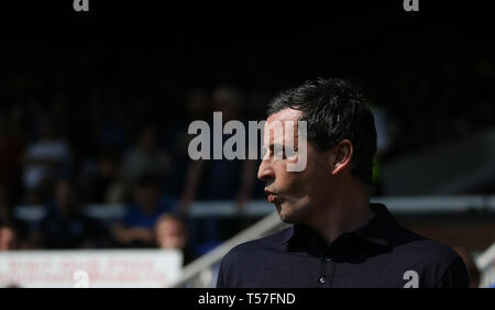 Peterborough, Großbritannien. 22 Apr, 2019. Sunderland Manager Jack Ross während der Sky Bet Liga 1 Übereinstimmung zwischen Peterborough und Sunderland an der London Road, Peterborough. (Quelle: Chris Booth | MI Nachrichten) nur die redaktionelle Nutzung, eine Lizenz für die gewerbliche Nutzung erforderlich. Keine Verwendung in Wetten, Spiele oder einer einzelnen Verein/Liga/player Publikationen. Foto darf nur für Zeitung und/oder Zeitschrift redaktionelle Zwecke verwendet werden. Credit: MI Nachrichten & Sport/Alamy leben Nachrichten Stockfoto