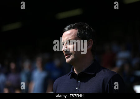 Peterborough, Großbritannien. 22 Apr, 2019. Sunderland Manager Jack Ross während der Sky Bet Liga 1 Übereinstimmung zwischen Peterborough und Sunderland an der London Road, Peterborough. (Quelle: Chris Booth | MI Nachrichten) nur die redaktionelle Nutzung, eine Lizenz für die gewerbliche Nutzung erforderlich. Keine Verwendung in Wetten, Spiele oder einer einzelnen Verein/Liga/player Publikationen. Foto darf nur für Zeitung und/oder Zeitschrift redaktionelle Zwecke verwendet werden. Credit: MI Nachrichten & Sport/Alamy leben Nachrichten Stockfoto