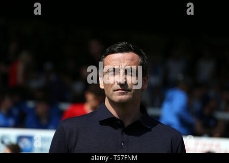 Peterborough, Großbritannien. 22 Apr, 2019. Sunderland Manager Jack Ross während der Sky Bet Liga 1 Übereinstimmung zwischen Peterborough und Sunderland an der London Road, Peterborough. (Quelle: Chris Booth | MI Nachrichten) nur die redaktionelle Nutzung, eine Lizenz für die gewerbliche Nutzung erforderlich. Keine Verwendung in Wetten, Spiele oder einer einzelnen Verein/Liga/player Publikationen. Foto darf nur für Zeitung und/oder Zeitschrift redaktionelle Zwecke verwendet werden. Credit: MI Nachrichten & Sport/Alamy leben Nachrichten Stockfoto