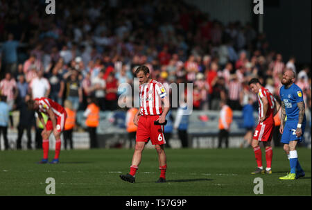 Peterborough, Großbritannien. 22 Apr, 2019. Sunderland Spieler nach dem Himmel Wette Liga 1 Übereinstimmung zwischen Peterborough und Sunderland an der London Road, Peterborough. (Quelle: Chris Booth | MI Nachrichten) nur die redaktionelle Nutzung, eine Lizenz für die gewerbliche Nutzung erforderlich. Keine Verwendung in Wetten, Spiele oder einer einzelnen Verein/Liga/player Publikationen. Foto darf nur für Zeitung und/oder Zeitschrift redaktionelle Zwecke verwendet werden. Credit: MI Nachrichten & Sport/Alamy leben Nachrichten Stockfoto