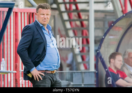 OSS, Frans Heesen Stadion, 22-04-2019, Saison 2018 / 2019, Niederländische Keuken Kampioen Divisie. Ergebnis 1-0, GA Adler Trainer John stegeman während des Spiels TOP Oss-Go Ahead Eagles Stockfoto