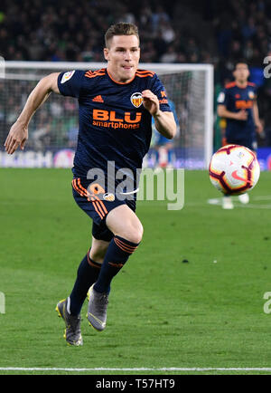 SEVILLA, 21-04-2019. Primera Division Liga. LaLiga. Estadio Benito Villamarin. Kevin Gameiro (Valencia CF) während des Spiels Real Betis - Valencia CF. Stockfoto