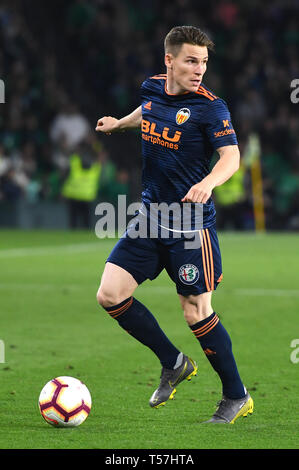 SEVILLA, 21-04-2019. Primera Division Liga. LaLiga. Estadio Benito Villamarin. Kevin Gameiro (Valencia CF) während des Spiels Real Betis - Valencia CF. Stockfoto