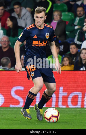 SEVILLA, 21-04-2019. Primera Division Liga. LaLiga. Estadio Benito Villamarin. Antonio Latorre "Lato" (Valencia CF) während des Spiels Real Betis - Valencia CF. Stockfoto