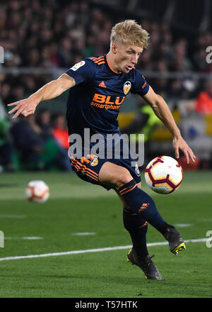 SEVILLA, 21-04-2019. Primera Division Liga. LaLiga. Estadio Benito Villamarin. Daniel Wood (Valencia CF) während des Spiels Real Betis - Valencia CF. Stockfoto