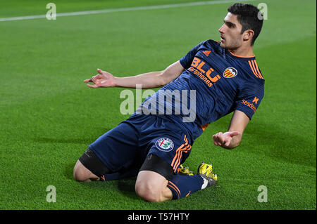 SEVILLA, 21-04-2019. Primera Division Liga. LaLiga. Estadio Benito Villamarin. Goncalo Guedes (Valencia CF) während des Spiels Real Betis - Valencia CF. Stockfoto