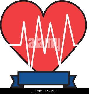 Heartbeat Kardiologie Ribbon Stock Vektor