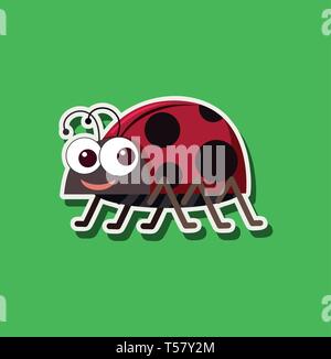 Ein Marienkäfer Aufkleber Charakter Abbildung Stock Vektor