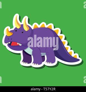 Ein triceratops Aufkleber Charakter Abbildung Stock Vektor