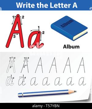 Brief eine Ablaufverfolgung Abbildung alphabet Arbeitsblätter Stock Vektor