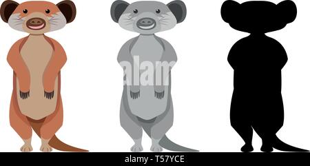 Satz von erdmännchen Zeichentrickfigur Abbildung Stock Vektor