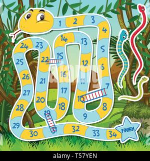 Schlange Ladder Spiel Vorlage Abbildung Stock Vektor