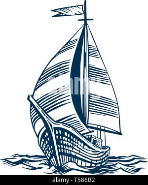 Segelschiff auf den Wellen Stock Vektor