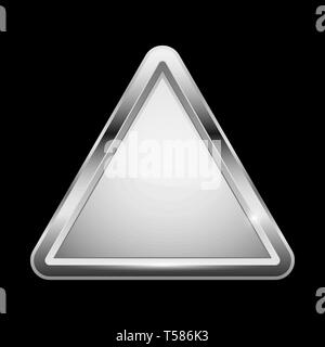 Weißes Dreieck Glas Button mit Chrome Frame. Auf schwarzem Hintergrund Stock Vektor