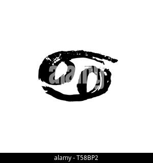 Sternzeichen Krebs. Vektor trockenen Pinsel Abbildung auf weißem Hintergrund. Stock Vektor